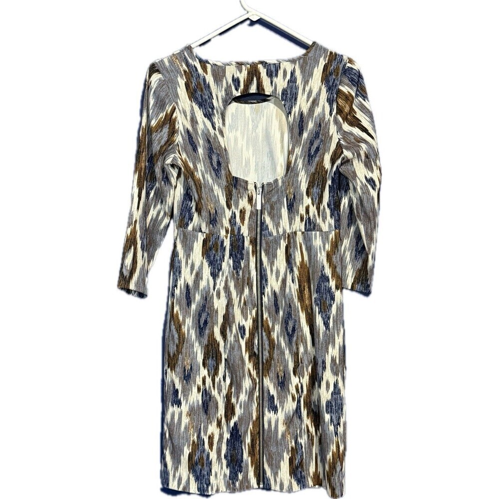Michael Michael Kors Womens 3/4 Sleeve Sheath Dress Earth Tones Poly Blend Sz 2 - Picture 2 of 4